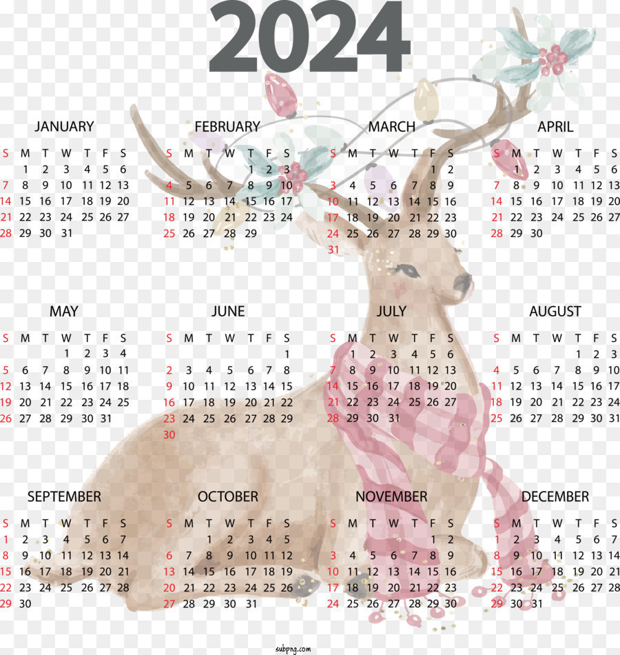 2024 Calendar Reindeer Santa Claus Village Rudolph for Printable 2024