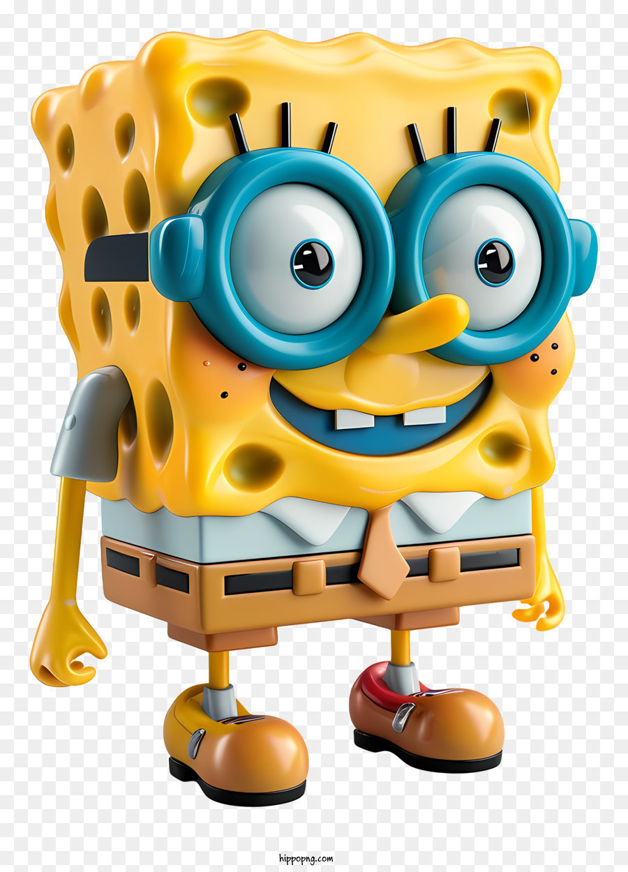 Serious SpongeBob wearing glasses with smile